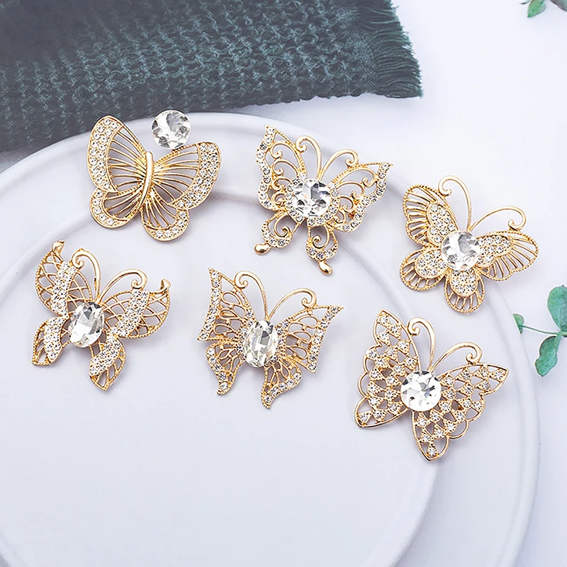 Alloy Rhinestone Butterfly Brooch Temperament Scarf Buckle Fashion All-match Animal Clothing Corsage Cloth Jewelry Accessories - Image 3