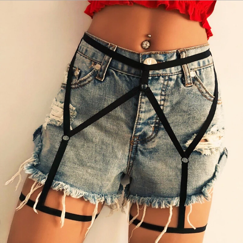 Womens Leg Harness Sexy Elastic Garter Belt Black High Waist Bondage Pantie Lingerie - Image 3