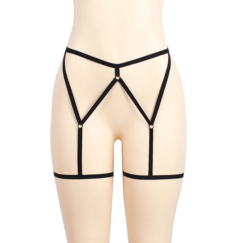 Womens Leg Harness Sexy Elastic Garter Belt Black High Waist Bondage Pantie Lingerie - Image 4