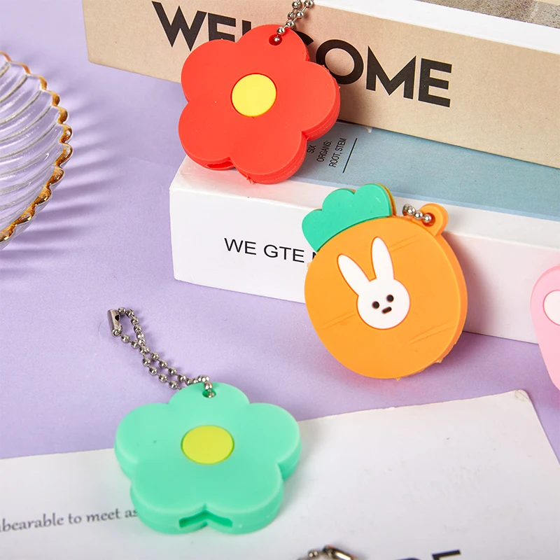 Color Flower Cartoon Key Cover Cap Silicone Key Accessories Cute Key Holder Fashion Key Chain For Girl Women Trinket Gift - Image 3